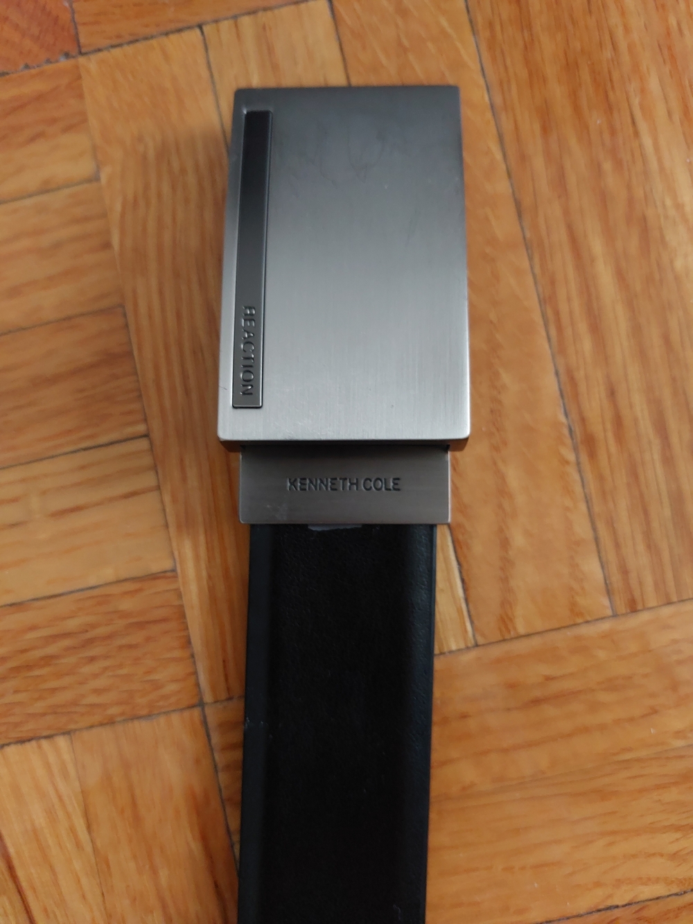 Kenneth Cole Men's Reversible Black Leather Belt with Brushed Silver Buckle